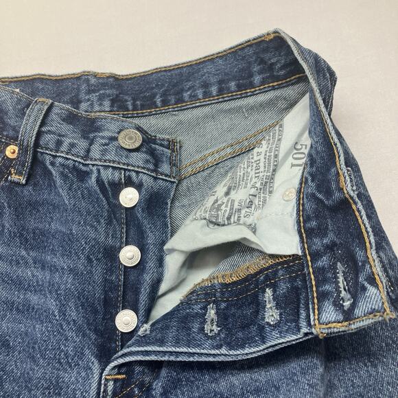 VTG Levi's 501 Womens Blue Denim Med Wash Button Fly Tapered Jeans Size 23x28 - Picture 8 of 16